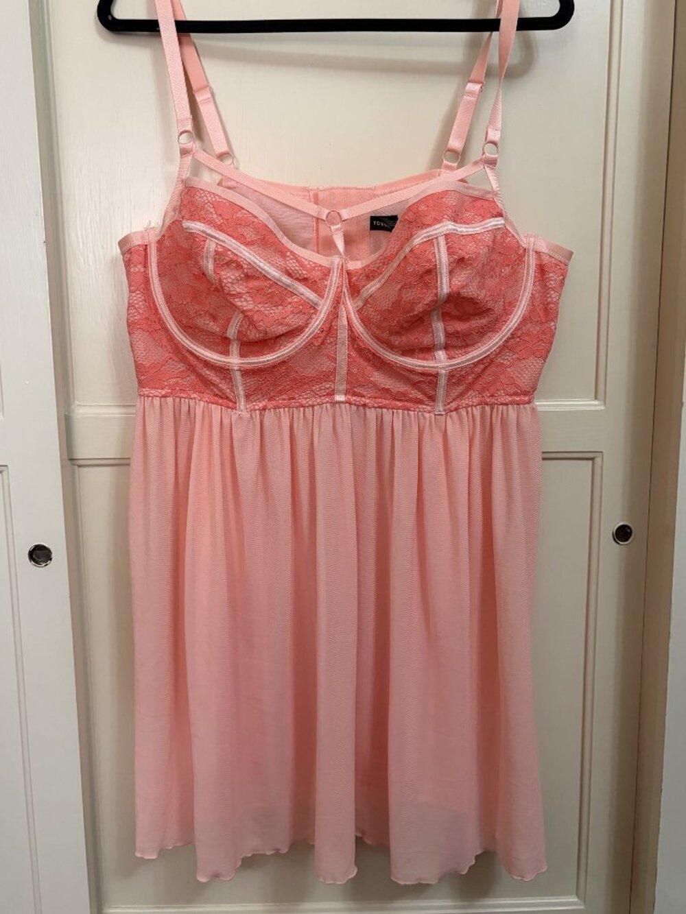 NWOT Torrid Peach & Coral Pink Mesh & Lace Harness Underwire Babydoll 4 4x 26